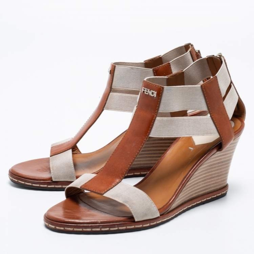 Fendi Brown Leather Sandals